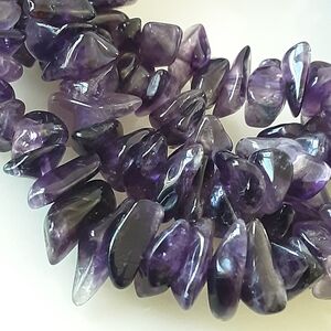 Natural Amethyst Continuous Nugget Necklace 34" - Vtg